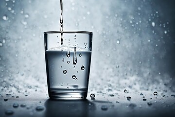 A milk-filled glass with droplets slowly trickling down its side, catching the light.