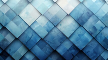 A serene geometric mosaic background with a gradient of soothing blues in diamond shapes