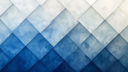 A serene geometric mosaic background with a gradient of soothing blues in diamond shapes