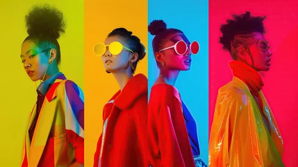 Foto op Plexiglas four colorful posters for a fashion store in the style of experimental videos © BOMB8
