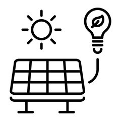 Easy to edit line icon showing solar energy 
