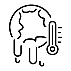 A handy line icon showing global warming 