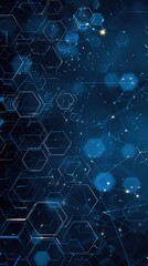 Fototapeta premium Clean blue background with subtle cyan hexagons. Created with Generative AI