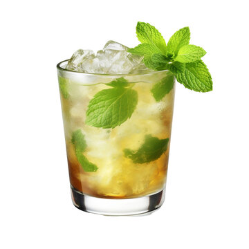Tasty mint julep cocktail glass isolated on transparent background