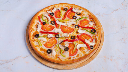 Vegetables mixed pizza isolated