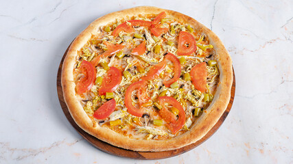 Vegetables pizza top view isolated