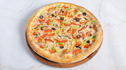 Vegetables pizza top view isolated