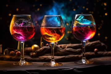 Galactic wine in a dreamy multicolor universe - obrazy, fototapety, plakaty