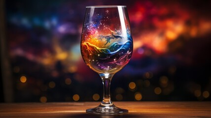 Dreamy universe with a magical multicolor galactic coffee cup floating