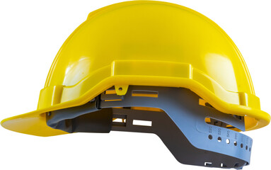 Yellow safety construction helmet isolated on white background
