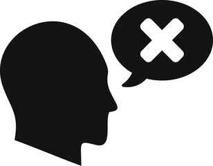 Reject message critical thinking icon simple vector. Business reason. Solution genius