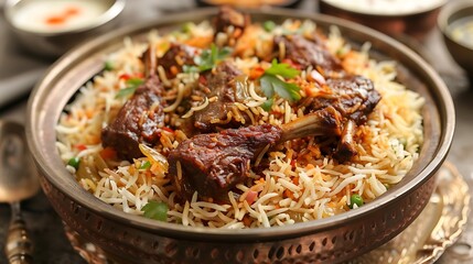 biryani dish with fragrant rice and tender meat