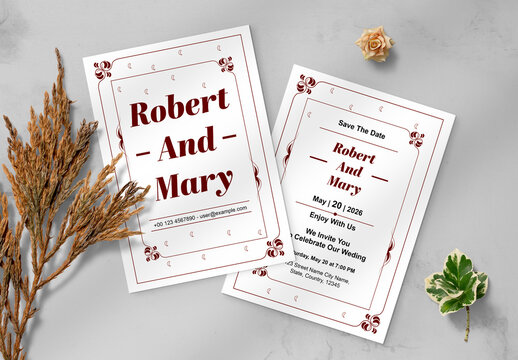 Floral Wedding Invitation Layout
