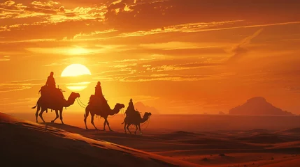 Gordijnen Ancient trade routes crossing a desert © WARIT_S