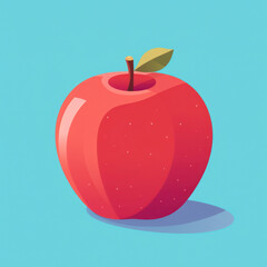 Obraz premium Juicy Apple, Fresh Nature's Symbol: Delicious, Refreshing, and Healthy, Ripe and Red in Green Leaf Illustration.