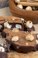 sweet chocolate with cocoa and nuts and other ingredients