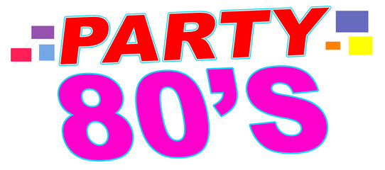 80's Party, text, creative, design word, Illustration, purple colors, music culture, lifestyle