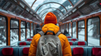 A Journey of Self-Discovery A Man in Orange Jacket on a Train