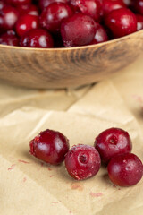 frozen berries of red ripe cherries
