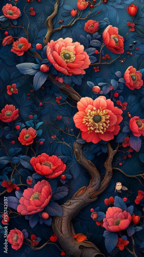 Poster surreal interpretations of botanical art feature vivid flora entwined with mystical beings in an oth