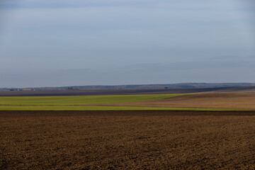 agricultural fields in winter after the snow melts