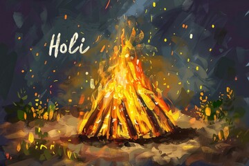Bonfire with the text Holi