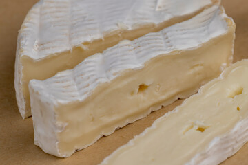 soft processed cheese with white mold on the table