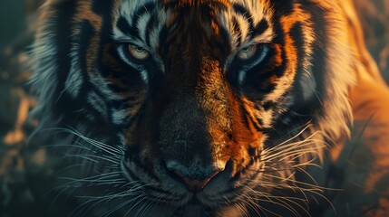 a cinematic and Dramatic portrait image for tiger