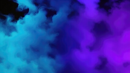 Fototapeta na wymiar Blue, Teal, and purple colors Dramatic smoke and fog in contrast on a black background