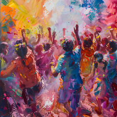people dancing with colors