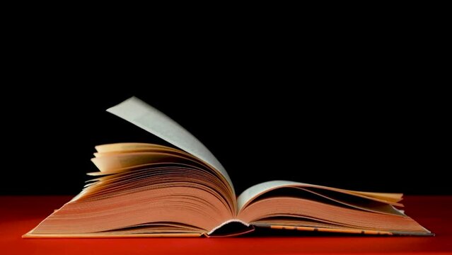 Turning the pages of a book in the wind, slow motion.