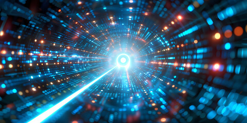 Fototapeta premium Abstract technology background of high speed global data transfer, ultra fast broadband and connection, digital cyber tech motion