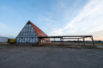 Old A Frame Truck Stop Barn with Red Roof Tiles