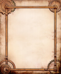 Steampunk frame with gears on grunge background,empty page template frame - obrazy, fototapety, plakaty