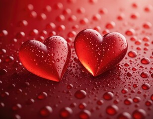 Obraz premium Heart shaped blood drop, on red background.