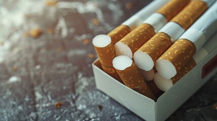 Pack with cigarettes on light background, closeup