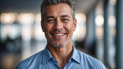 Fototapeta premium Handsome middle aged man, confident businessman smiling