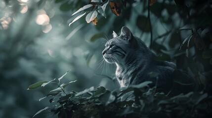 a cinematic and Dramatic portrait image for cat - obrazy, fototapety, plakaty