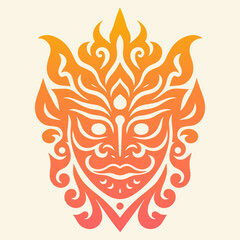 Pattern Illustration vector art of angry oni mask. Perfect for t-shirt design.