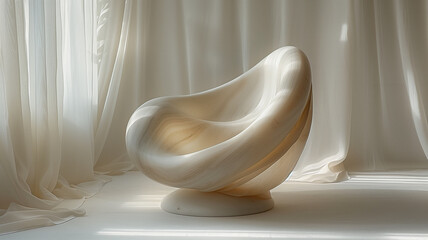 A wooden chair is sitting in a room with a window