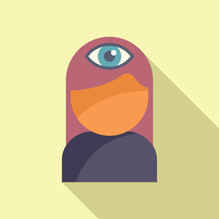 Person third eye icon flat vector. Coping skills. Meditation work program