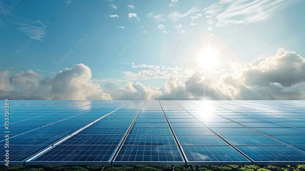 Poster an infinite field of solar panels. generative ai.