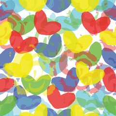 Seamless pattern. Multicolored hearts.