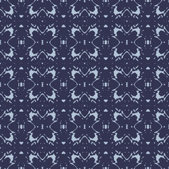 Blue and white watercolor ornament painted with watercolor on paper.