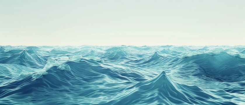 Calm beauty of the sea captured in minimalist ocean wave illustrations exuding tranquility and grace.