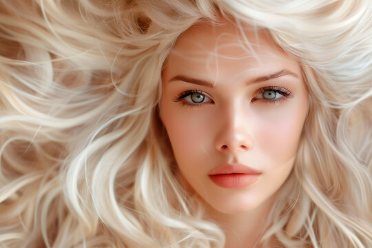 Photo of young beautiful woman with magnificent hair