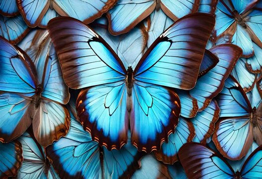 blue and abstract texture background with butterflies