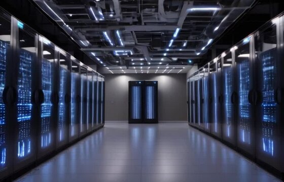 Information Flow Moving Through Rack Servers in Data Center