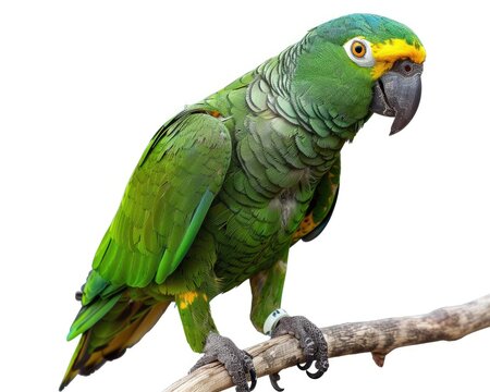 6-Year-Old Yellow-Naped Parrot. Isolated on White Background for Design Projects and Promotional Materials