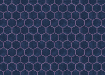 青の和紙素材の亀甲テクスチャ